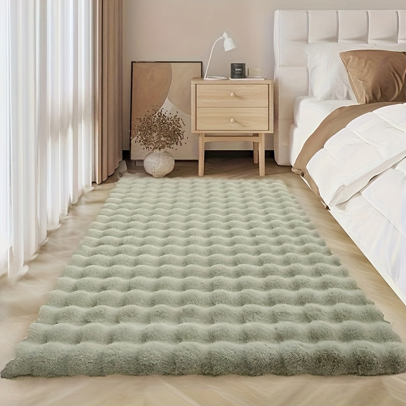 Alfombra rectangular nórdica minimalista de felpa suave y delicada, imitación piel de conejo, ideal para decorar la sala, sofá, habitación o espacio de yoga