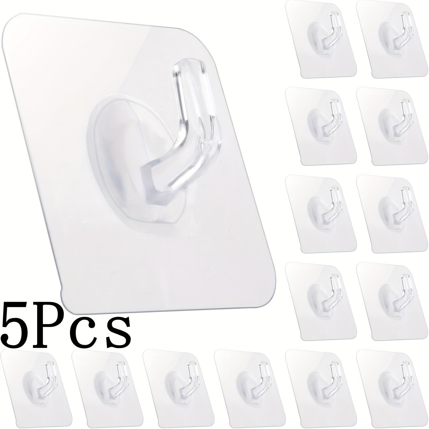 Ganchos de plástico autoadhesivos - 1/5/10/20 piezas, fácil instalación en pared, estilo moderno, transparentes, resistentes e impermeables para toallas, batas, llaves en cocina y baño