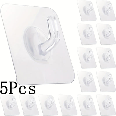 Ganchos de plástico autoadhesivos - 1/5/10/20 piezas, fácil instalación en pared, estilo moderno, transparentes, resistentes e impermeables para toallas, batas, llaves en cocina y baño