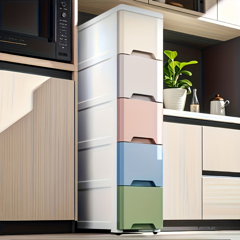 Contenedor de almacenamiento Slim - Organizador de tipo cajón para cocina y baño - Opción de almacenamiento práctica y ahorradora de espacio, cajas de almacenamiento para organizar