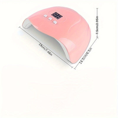 54W 18 Piezas Lámpara de Uñas Rosa Inteligente con Inducción, Luz para Curado de Esmalte y Función de Temporizador, Compatible con Diferentes Máquinas de Pegamento para Uñas