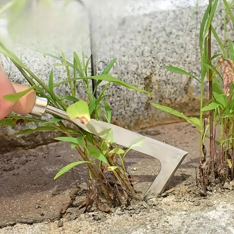 1 pieza de segadora manual de acero inoxidable - No necesita electricidad, mango ergonómico para la eliminación de malezas en carreteras y jardines, herramienta duradera para la eliminación de malezas para vehículos y uso al aire libre, herramienta para