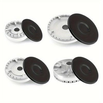 8 piezas de Conjunto de Tapas de Quemador de Estufa de Aleación de Aluminio, Resistente a Altas Temperaturas, Distribución Uniforme de Calor, con 4 Cubiertas de Quemador, para Estufas de Gas y Eléctricas, No Requiere Batería