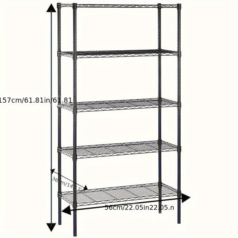 1 estante metálico ajustable de 4-5 niveles - Acero al carbono resistente, blanco con tubos dorados, diámetro de 12-16mm, organizador de almacenamiento montado en el suelo para hogar, oficina o garaje, capacidad de 10-15kg, no requiere batería, ensamblad