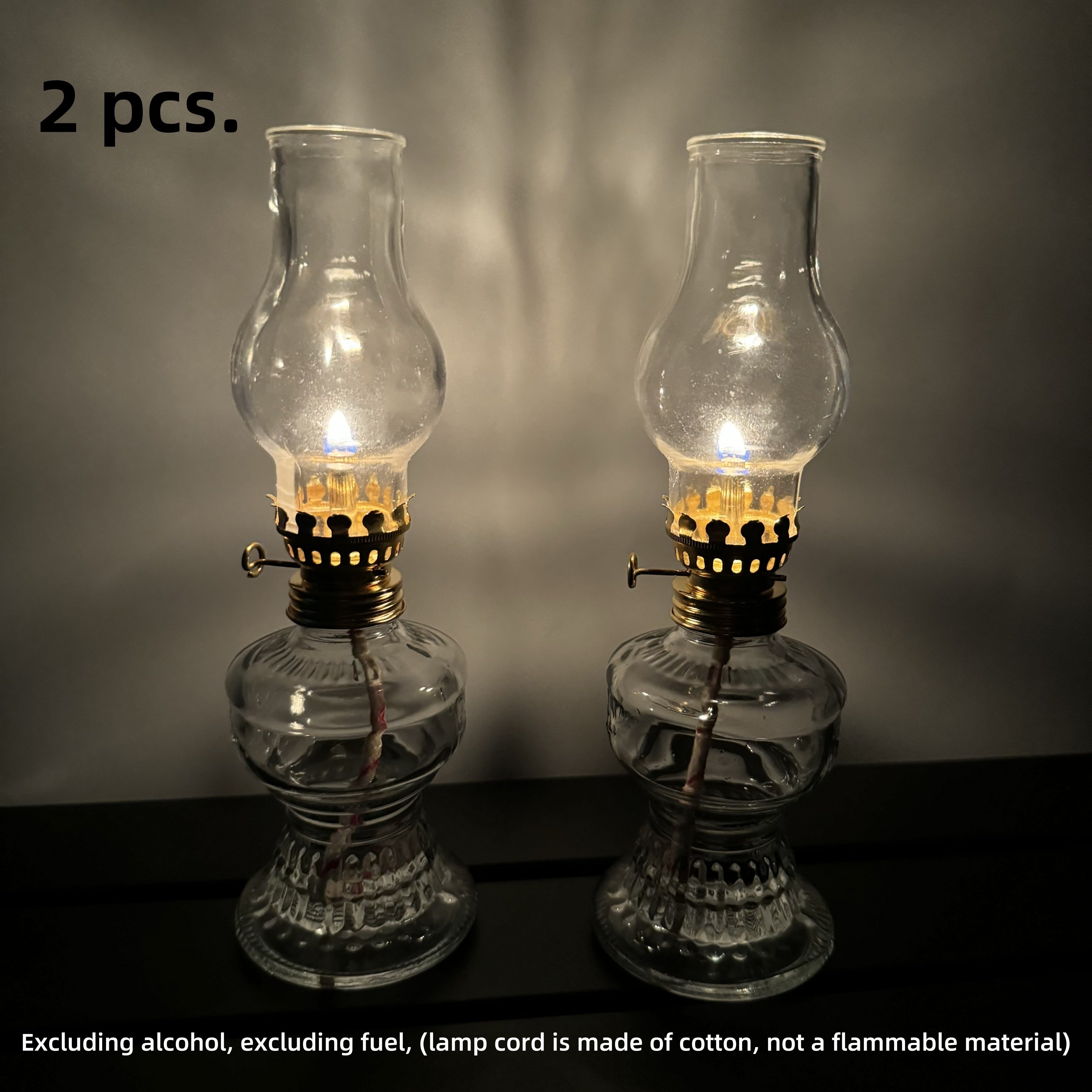 2 piezas Lámparas de queroseno vintage, Linternas de vidrio para camping al aire libre, Lámparas de mesa para patio, Portavelas decorativos, Lámparas de lectura ambientales, Iluminación de emergencia para apagones, No requiere batería