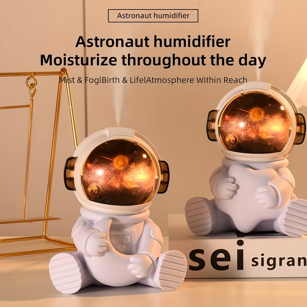 Humidificador portátil mini con diseño de astronauta LED, cara iluminada, alimentación por USB, silencioso y eficiente, capacidad de 8.12 oz, niebla fría para dormitorio, oficina, auto y viajes, humidificador moderno, humidificador ultrasónico