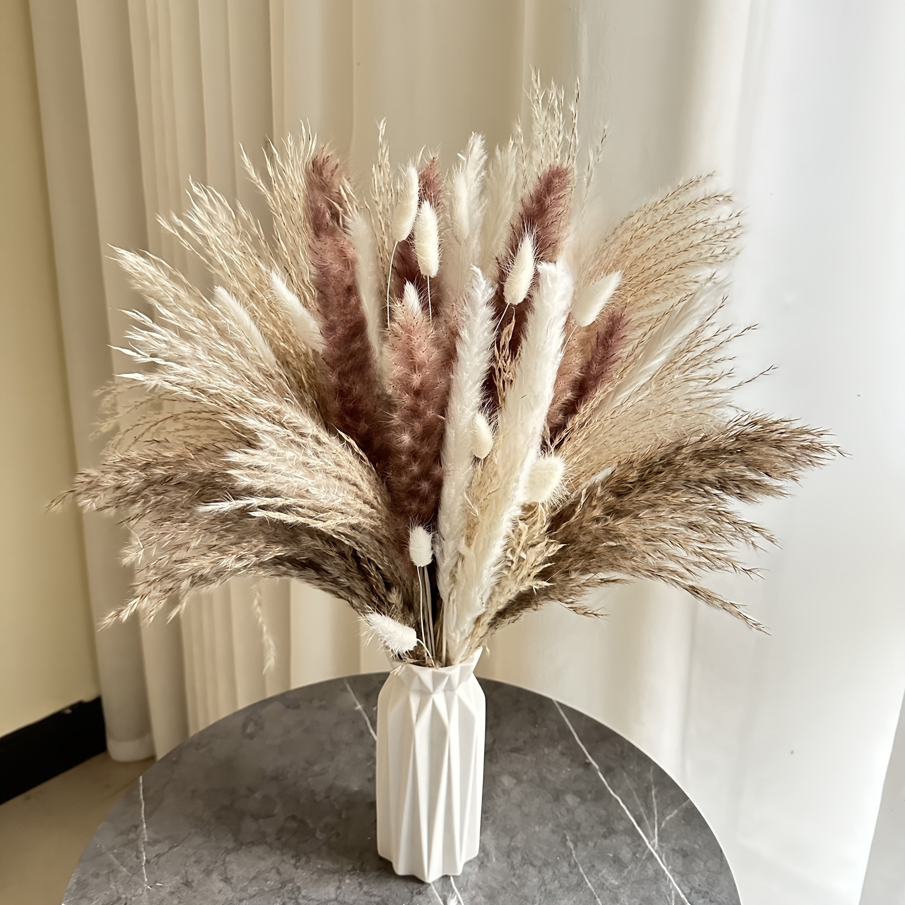 54 pzas. flores secas de pampas, arreglo floral artificial en beige y blanco, decoración para bodas, estilo granja, Navidad, Halloween, centro de mesa boho, arreglos para floreros DIY, accesorios para fotografía, caja de regalo, decoración floral, decora