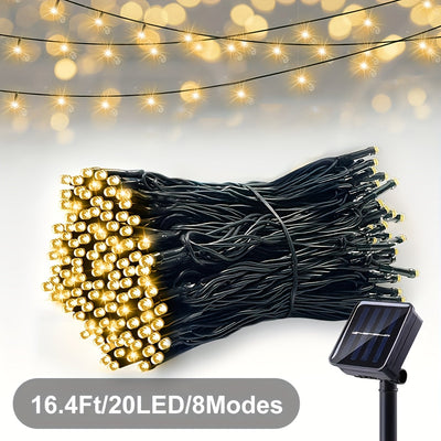 Luces de cuerda de hada con energía solar, 20/50/100/200 luces solares LED, luces solares para exteriores, con sensor inteligente - Detección de luz, interruptor inteligente, ideal para jardín, patio, porche, pared, árbol, Pascua, Halloween, decoración n