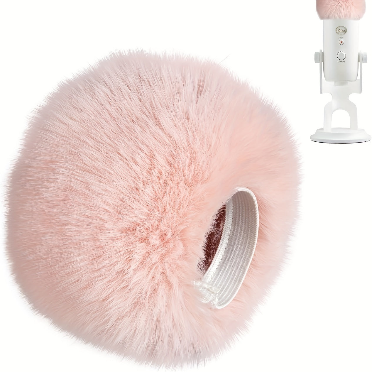 Parasol de Viento Color Rosa y Espuma para Blue Yeti, Blue Yeti Pro USB Condensador Microfono, Parabrisas de Microfono para Interior y Exterior 1 espuma + 1 peludo