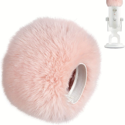 Parasol de Viento Color Rosa y Espuma para Blue Yeti, Blue Yeti Pro USB Condensador Microfono, Parabrisas de Microfono para Interior y Exterior 1 espuma + 1 peludo