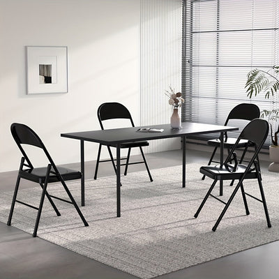 4 sillas plegables de acero, sillas plegables con respaldo de metal, portátiles para el hogar, oficina, dormitorio o exteriores, ideales para interior y exterior