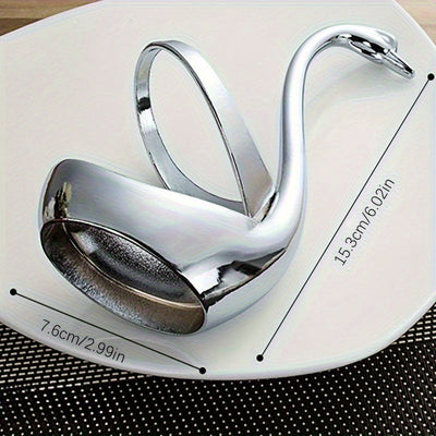 2 piezas de soporte de base de cisne plateado, soporte de cubiertos de forma de cisne de acero inoxidable, adecuado para bares de café y restaurantes, perfecto para decoración de mesas de bodas y entretenimiento.