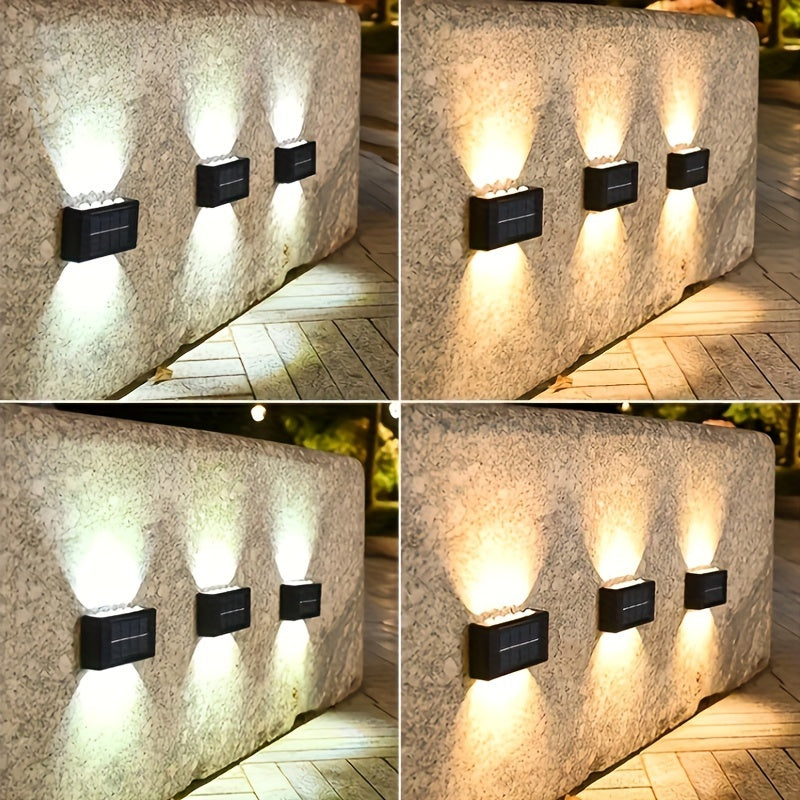6 piezas, luz solar para pared exterior con 10 LED, espejo convexo, iluminación exterior, luz decorativa para pared, luz LED para paisajismo, ideal para exteriores, patio, villa, cerca, terraza, jardín