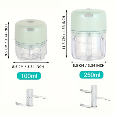 100/250ml Triturador Eléctrico de Ajo Mini USB, Picadora de Carne y Verduras Resistente para Jengibre, Utensilio de Cocina Duradero