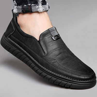Mocasines Cómodos con Agarre de Goma, Mocasines Cómodos para Hombre con Agarre de Goma Suave: Color Puro, Estilo Casual de Calle, Forros de PU, Suelas de Goma, Plantillas de PU, Puntas Redondas para la Temporada de Primavera/Otoño