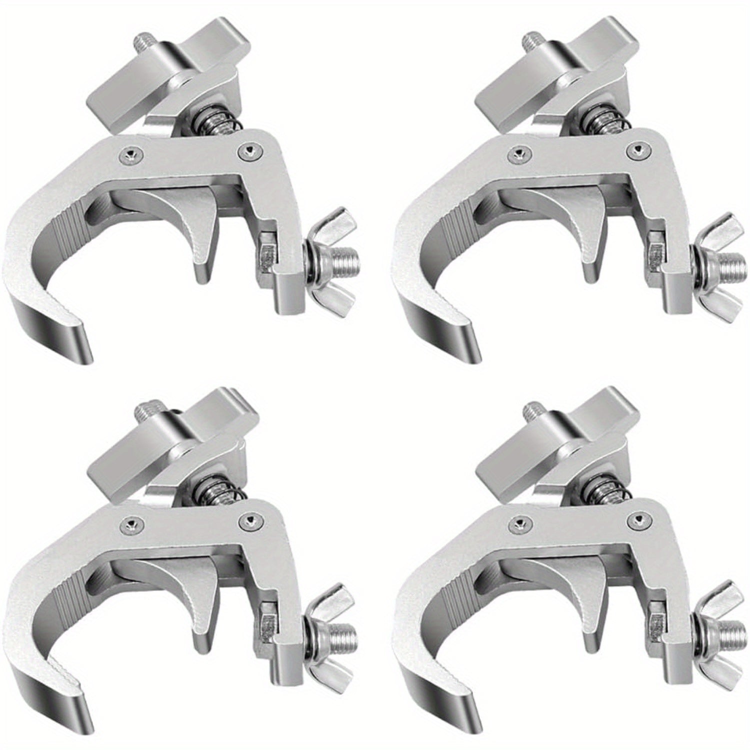 Paquete de 4 Ganchos para Iluminación Escénica de Alta Resistencia, Abrazaderas de Aluminio Premium Pro para Trusses de 3.99-5.99 cm, Capacidad de Peso de 149.69 KG para Uso en Aparatos de Iluminación con Cabeza Móvil