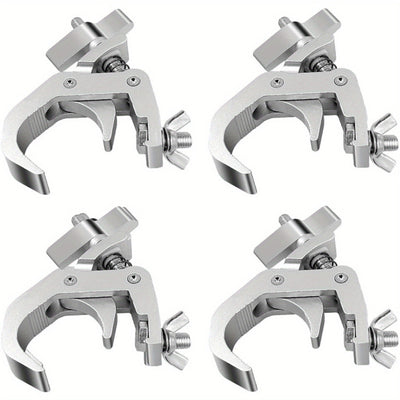 Paquete de 4 Ganchos para Iluminación Escénica de Alta Resistencia, Abrazaderas de Aluminio Premium Pro para Trusses de 3.99-5.99 cm, Capacidad de Peso de 149.69 KG para Uso en Aparatos de Iluminación con Cabeza Móvil