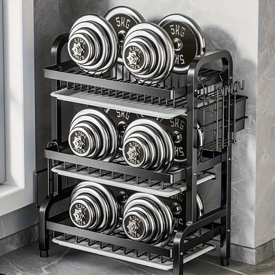Estantería de Cocina de 3 Niveles en Acero Inoxidable con Sistema de Drenaje, Organizador Multifuncional para Tazones y Utensilios, Gran Capacidad y Diseño Ahorrador de Espacio Apto para Platos y Tablas de Cortar