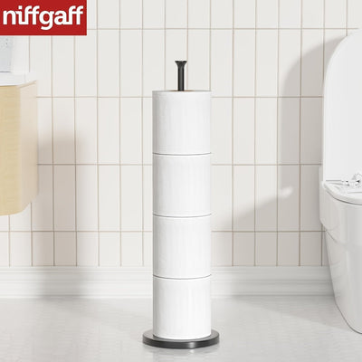 Soporte Independiente de Acero Inoxidable para Papel Higiénico con Almacenamiento de Rollo de Repuesto - Diseño Sobre el Tanque para Organización del Baño