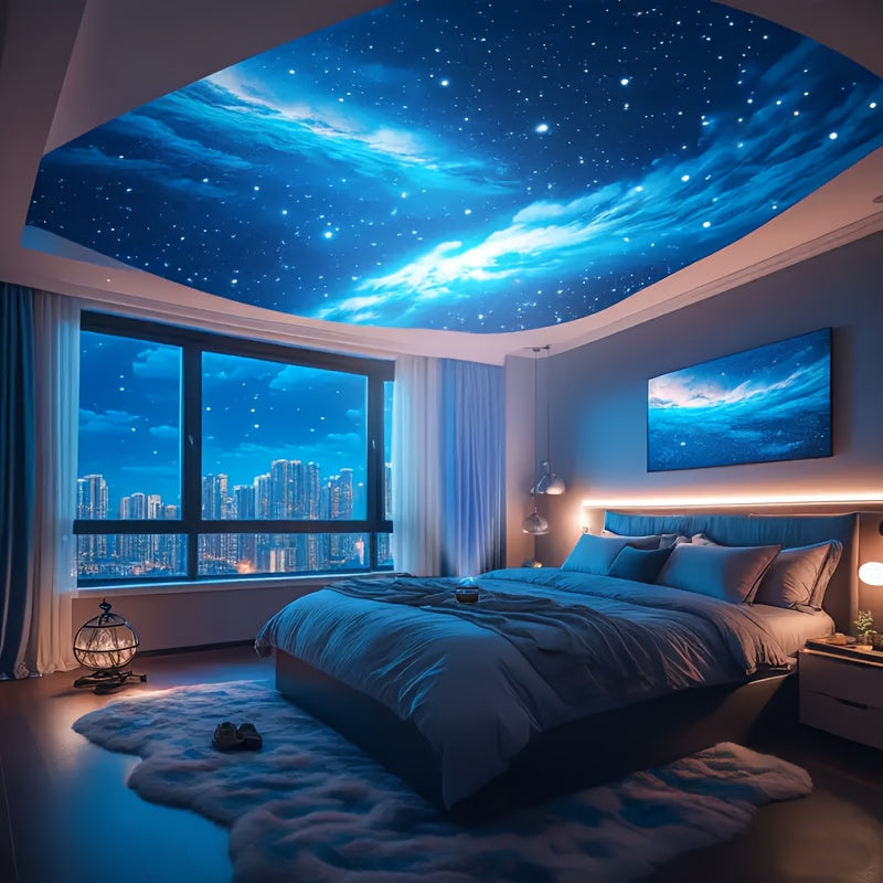 1pc Luz Nocturna de Proyección con Patrón de Onda Eléctrica con Enchufe USB, Luz Nocturna para Ambiente de Dormitorio, Adecuada para Decoración de Habitaciones y Techo, Multicolor RGB Ajustable, Efecto Luminoso Deslumbrante Fluyente, Material de Alta Cal
