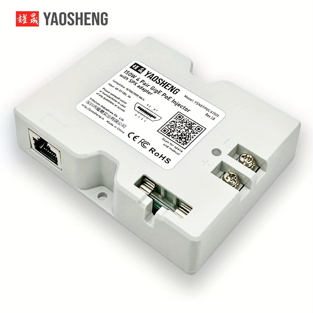 YAOSHENG Inyector PoE 150W 2-en-1 + Adaptador de Cable SPX para Uso Residencial Exterior para Starlink Gen2