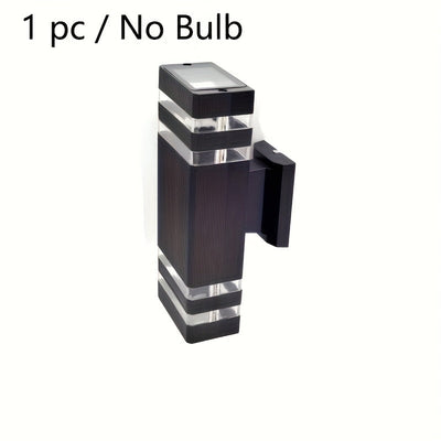 Lámpara de pared moderna para exteriores, 1/2 paquete, doble cabezal plástico, montaje semiempotrado, pantalla de vidrio, base E27, 110-240V, cableado directo, incluye hardware de instalación, sin foco