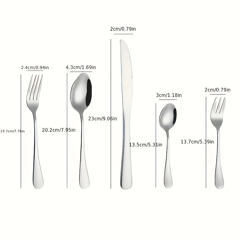 Juego de 30 piezas de vajilla de lujo, juego de cuchara, tenedor y cuchillo, elegante juego de cubiertos de acero inoxidable, juego de cubiertos de café, juego de cocina, juego de cubiertos plateados - Seguro para lavavajillas - Ideal para Navidad, Hallo