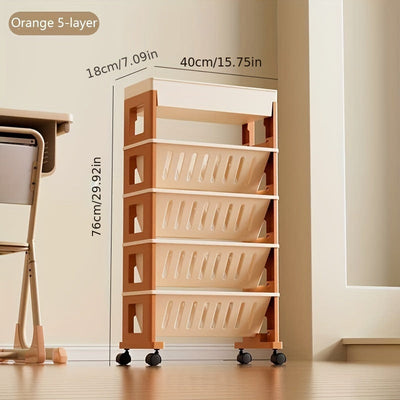 1 Pieza, Estante De Almacenamiento Rodante Moderno De 1 Nivel, Estante De Plástico Para Libros Para Escritorio, Dormitorio, Organizador Multiusos, Estante Portátil Para Libros