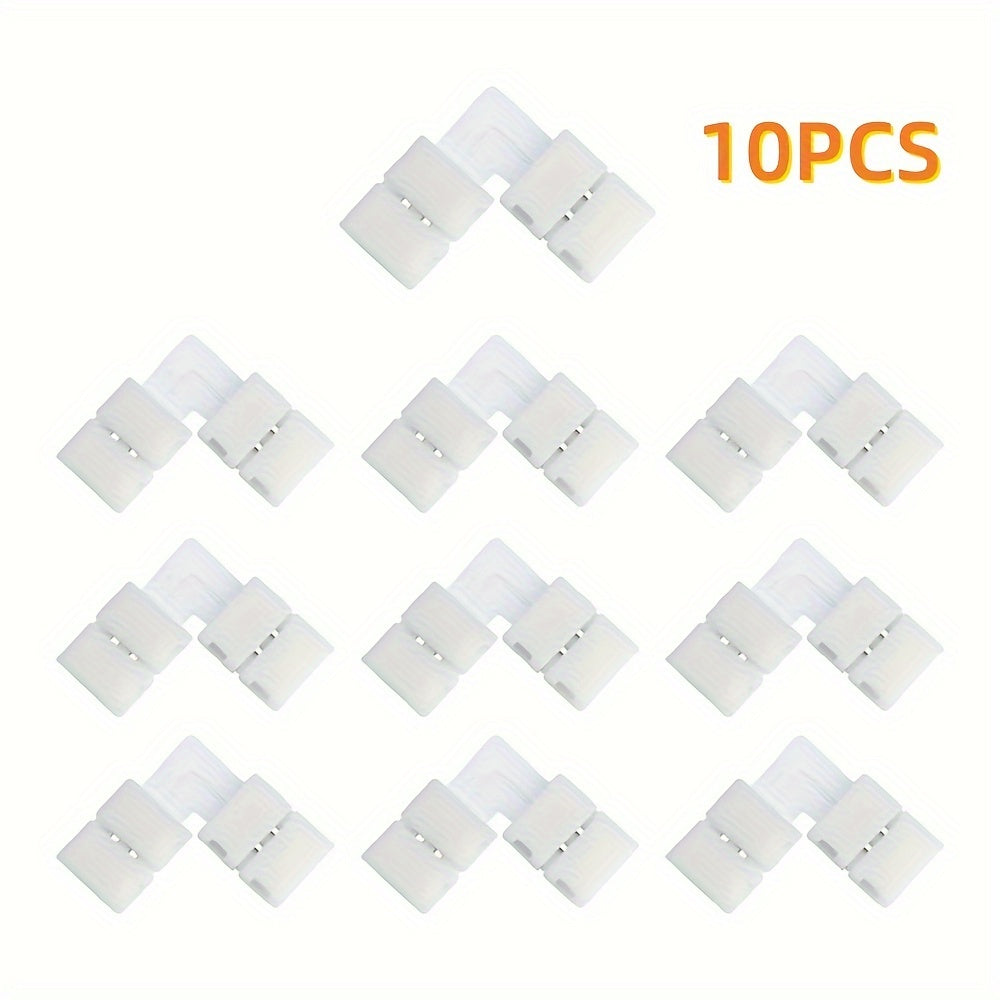Conjunto de 5/10 piezas de Tiras LED sin Soldadura con Conector de Presión para Esquinas, Convertidor de Luz Monocromática Tipo Cinturón LT