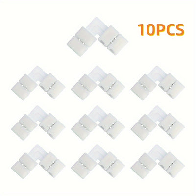 Conjunto de 5/10 piezas de Tiras LED sin Soldadura con Conector de Presión para Esquinas, Convertidor de Luz Monocromática Tipo Cinturón LT