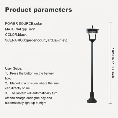 132.08 cm Farola Solar con Macetero, Lámpara de Calle Solar para Jardín, Senderos, Césped y Entrada Exterior (Cálido)
