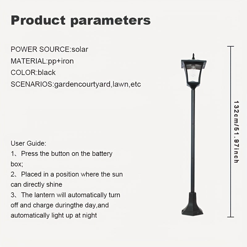 132.08 cm Farola Solar con Macetero, Lámpara de Calle Solar para Jardín, Senderos, Césped y Entrada Exterior (Cálido)