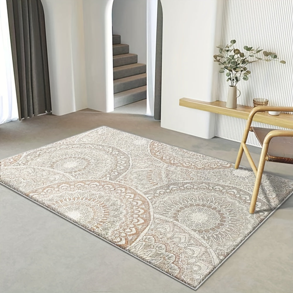 Alfombra de Felpa Retro Antideslizante 852g/m², Suave y Acogedora para Entrada con Diseño Geométrico Simple - Base Antideslizante. Estilo Vintage Lavable a Máquina en Mezcla de Poliéster Ligero, Tejido Plano Rayado para Oficina, Habitación o Jardín - Alf