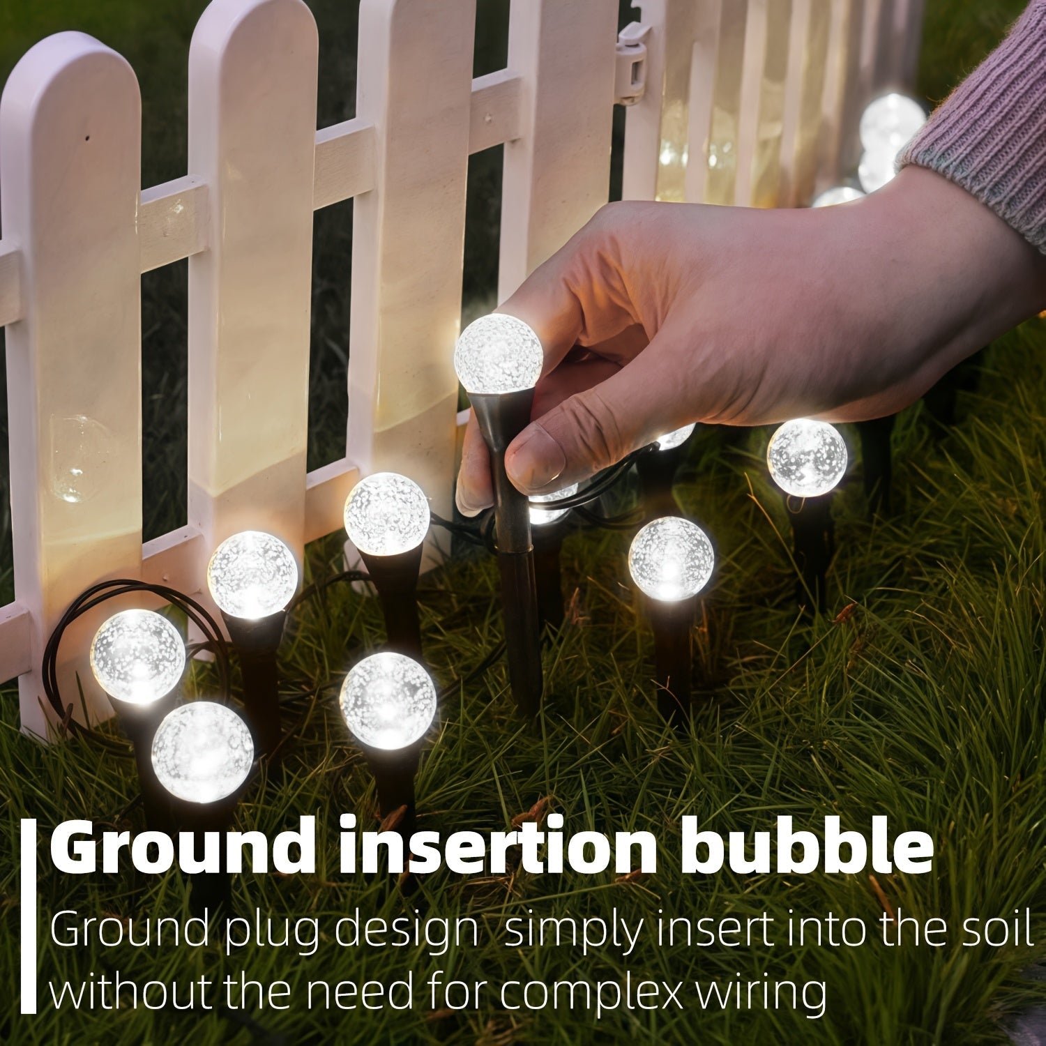 Pack de 20 Luces LED Solares para Jardín con Cristales, Iluminación Solar IPX4 para Exteriores con 8 Modos de Luz Brillante, Ideal para Patios, Céspedes, Fiestas, Día de la Independencia y Decoraciones Navideñas