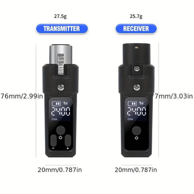 Sistema de Micrófono Inalámbrico NGUVMN con Conector XLR, Transmisión de Larga Distancia de 2.4GHz, Alimentado por USB, Sin Retroalimentación, Negro de Resina, Compatible con Micrófonos Condensadores y Dinámicos, Amplificadores y Tubos de Soplado, Superp