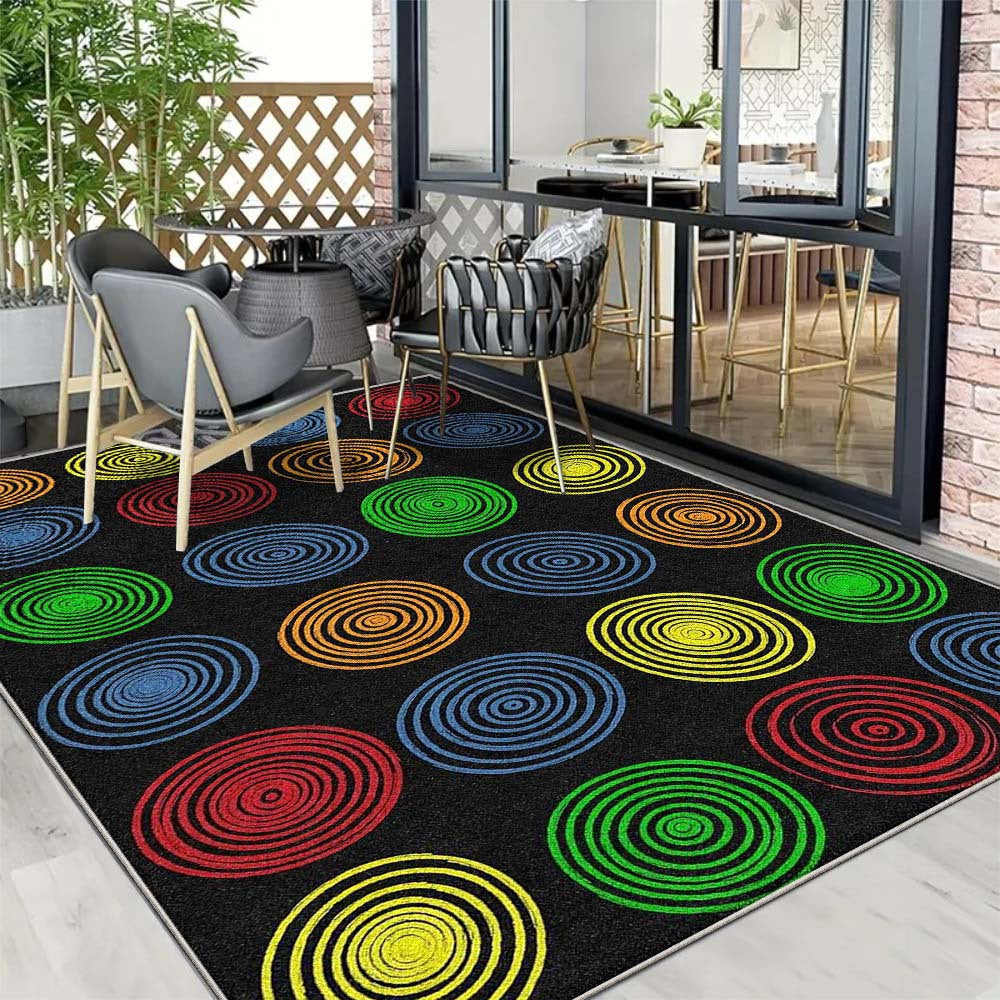 Alfombra de Camping Nórdica con Patrón Geométrico, 853g/m² - Terciopelo Suave y Grueso en Color Crema Francés, Estilo Lujo Ligero, Antideslizante y Lavable a Máquina, Diseño Moderno Grande para Exteriores y Acampar