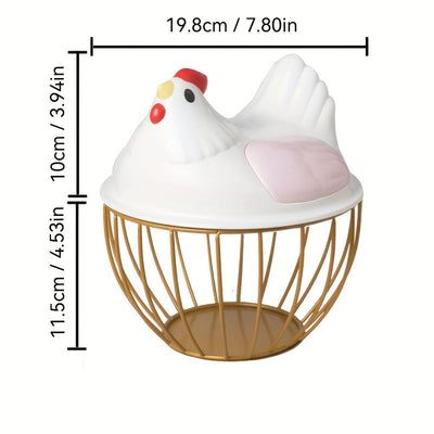 Portador de huevos de cerámica moderna en forma de pollo con acordes coloridos - Elegante cesta de almacenamiento de cocina para huevos y artículos pequeños, material plástico, perfecto para decoración del hogar, portador de huevos para refrigerador.