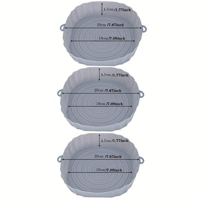 3 paquetes de revestimientos de silicona para freidora de aire de 7.09 pulgadas, cuencos de cesta antiadherentes reutilizables, accesorio para horno, artilugio de cocina, herramienta para hornear, artículos esenciales para cocinar en casa.