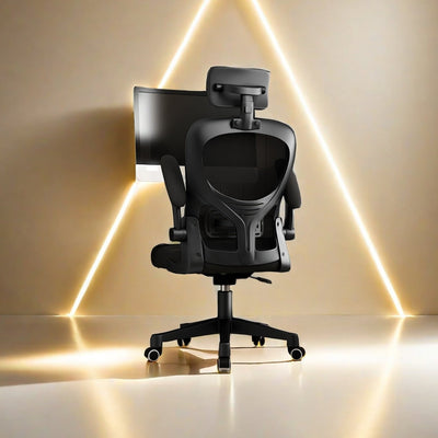 14 Posiciones Ajustables, Inclinación Manual, Silla de Oficina con Espuma Viscoelástica y Soporte Lumbar Ergonómico para 8 Habitaciones - Malla Transpirable Cómoda, Ideal para Todas las Estaciones (12 Meses)