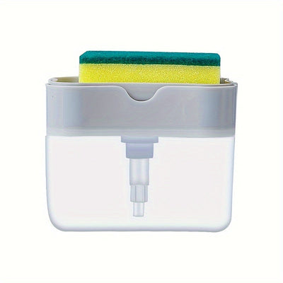 Dispensador de Jabón para Platos y Soporte para Esponja, 1pc, Metálico Plateado para Fregadero de Cocina, Sin Esponja Incluida