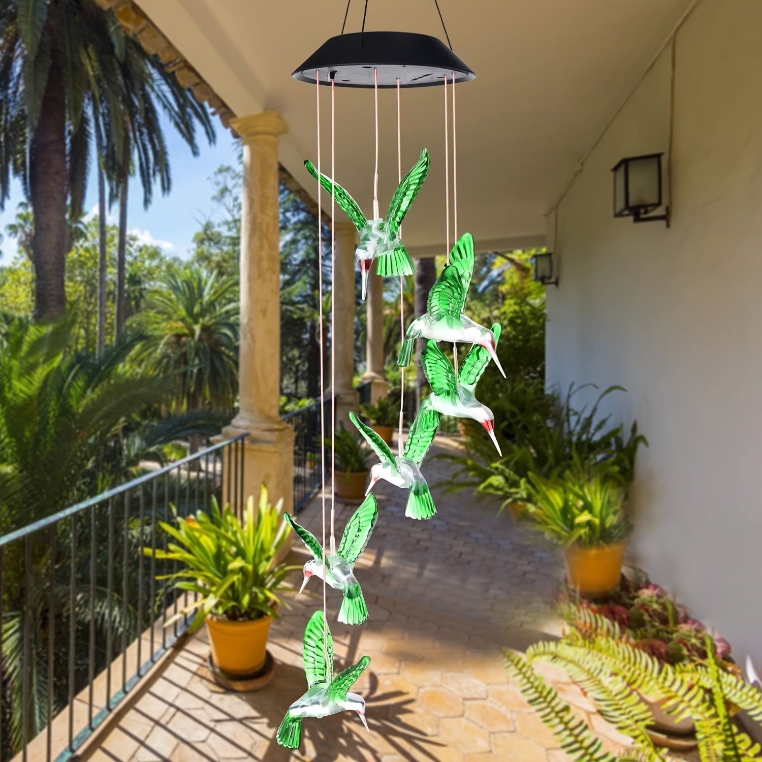 Carillones de viento para exteriores que cambian de color con colibríes verdes, regalo perfecto para madres, abuelas, esposas, hijas y hermanas, ideal para decoración de jardín