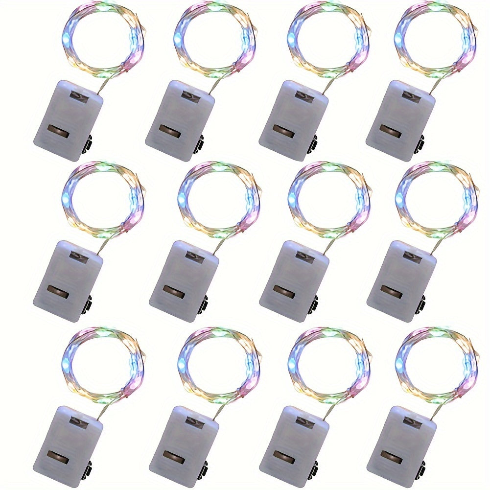 12 pzas. luces LED de hadas con cable de cobre, 2 metros de largo, con pilas, mini luces de bengala en tono amarillo cálido, perfectas para dormitorio, hogar, jardín, bodas, Navidad y decoración de fiestas, uso en interiores y exteriores, luces de hadas