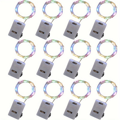 12 pzas. luces LED de hadas con cable de cobre, 2 metros de largo, con pilas, mini luces de bengala en tono amarillo cálido, perfectas para dormitorio, hogar, jardín, bodas, Navidad y decoración de fiestas, uso en interiores y exteriores, luces de hadas