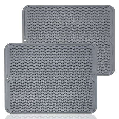 Almohadilla de drenaje grande para cocina de silicona con diseño ondulado, protector resistente al calor para encimera y estufa, tapete para secar platos, almohadilla de aislamiento térmico para ollas y sartenes, accesorio de cocina fácil de limpiar, pro