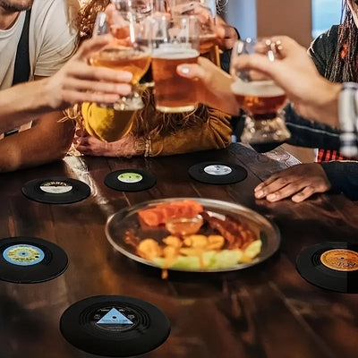 6 posavasos de vinilo, posavasos retro creativos con diseño de CD de rock americano, antideslizantes y aislantes, mantel individual para decoración de habitación