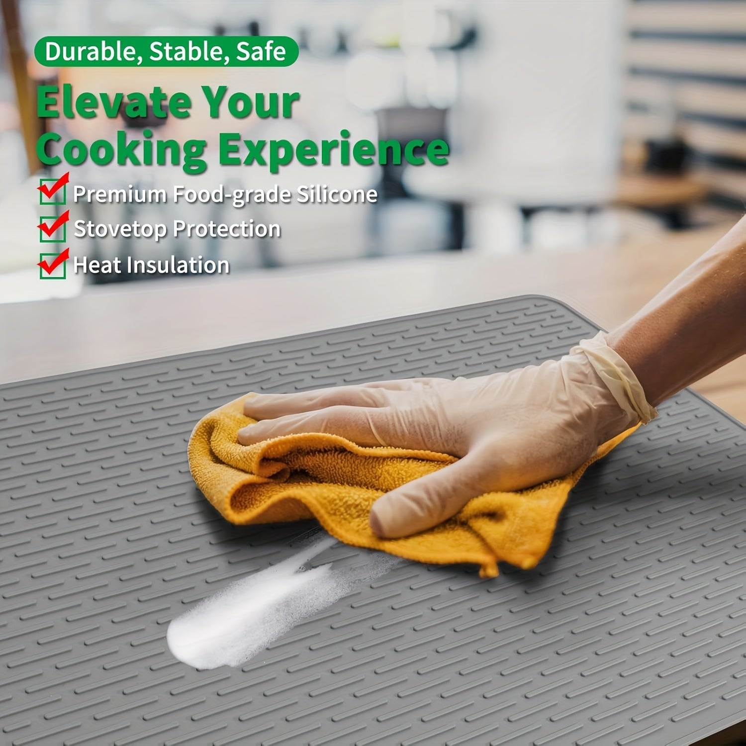 Funda eléctrica reforzada - Alfombrilla de cocina de silicona para vitrocerámica, protector de vitrocerámica, alfombrilla para secar platos de cocina, funda eléctrica, color gris.