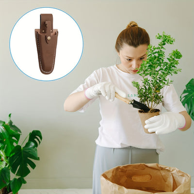 Estuche de poda de cuero duradero - Bolsa de herramientas de jardín clásica con cierre de clic seguro, práctica para cortar tijeras, cortadores y almacenamiento de herramientas - Marrón, cierre magnético, forro de EVA, diseño ligero y elegante, accesorio