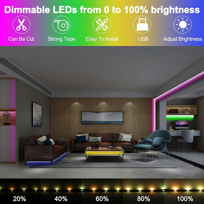AMILL Tira de Luces LED RGB de 118.1 Pulgadas/300 cm con Control Remoto de 20 Teclas - Cambio de Colores y Regulable, Alimentación USB para Regalos de San Valentín, Decoración de Fiestas, Iluminación Ambiental en el Hogar, Creador de Ambiente Romántico,