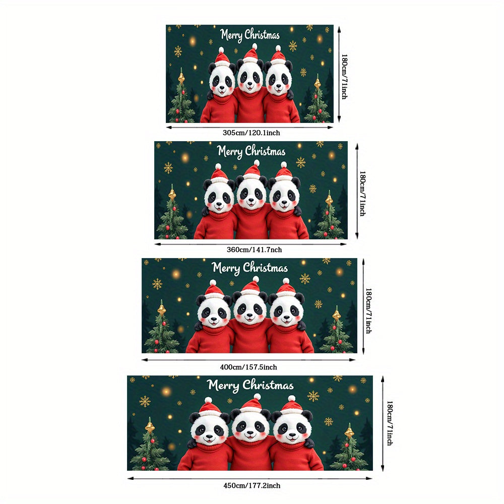 Banner de puerta 2D, 1 unidad, Decoración navideña Panda y Oso Navideño, Poliéster, Ideal para decoraciones de Navidad, fiestas hawaianas, bodas, fondos de habitación o jardín exterior
