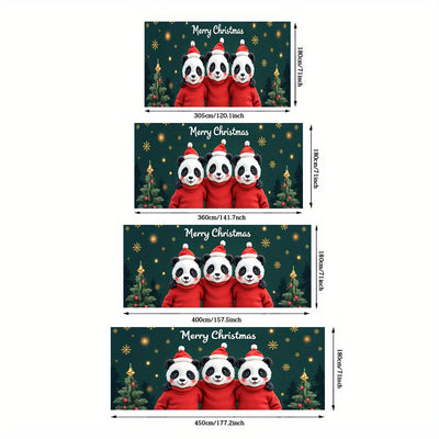 Banner de puerta 2D, 1 unidad, Decoración navideña Panda y Oso Navideño, Poliéster, Ideal para decoraciones de Navidad, fiestas hawaianas, bodas, fondos de habitación o jardín exterior